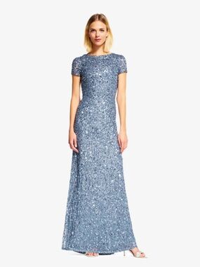 ADRIANNA PAPELL Scoop Back Sequin Gown In Nile